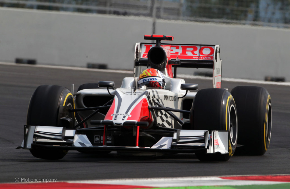 Narain Karthikeyan driving the 2011 HRT team. He is one of the two Indian F1 drivers in history of the sport