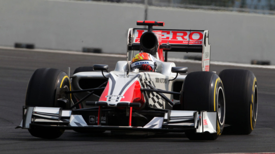 Narain Karthikeyan driving the 2011 HRT team. He is one of the two Indian F1 drivers in history of the sport